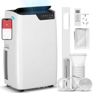 HOMCOM Portable Air Conditioner 14000 BTU, 4-in-1 AC Unit with Cool, Dehumidifier, Fan, Sleep Mode, WiFi Voice Remote Control