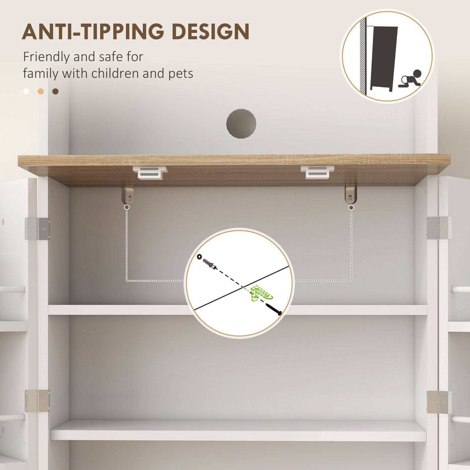 HOMCOM Two-Part Kitchen Storage Cabinet - White - Image 8