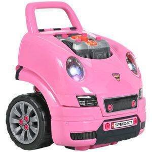 HOMCOM Kids Truck Engine Toy Set, with Horn, Light, Car Key, for Ages 3-5 Years - Pink