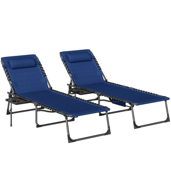 Outsunny Five-Position Reclining Sun Loungers Set of 2 – Dark Blue Outsunny Five-Position Reclining Sun Loungers Set of 2 – Dark Blue