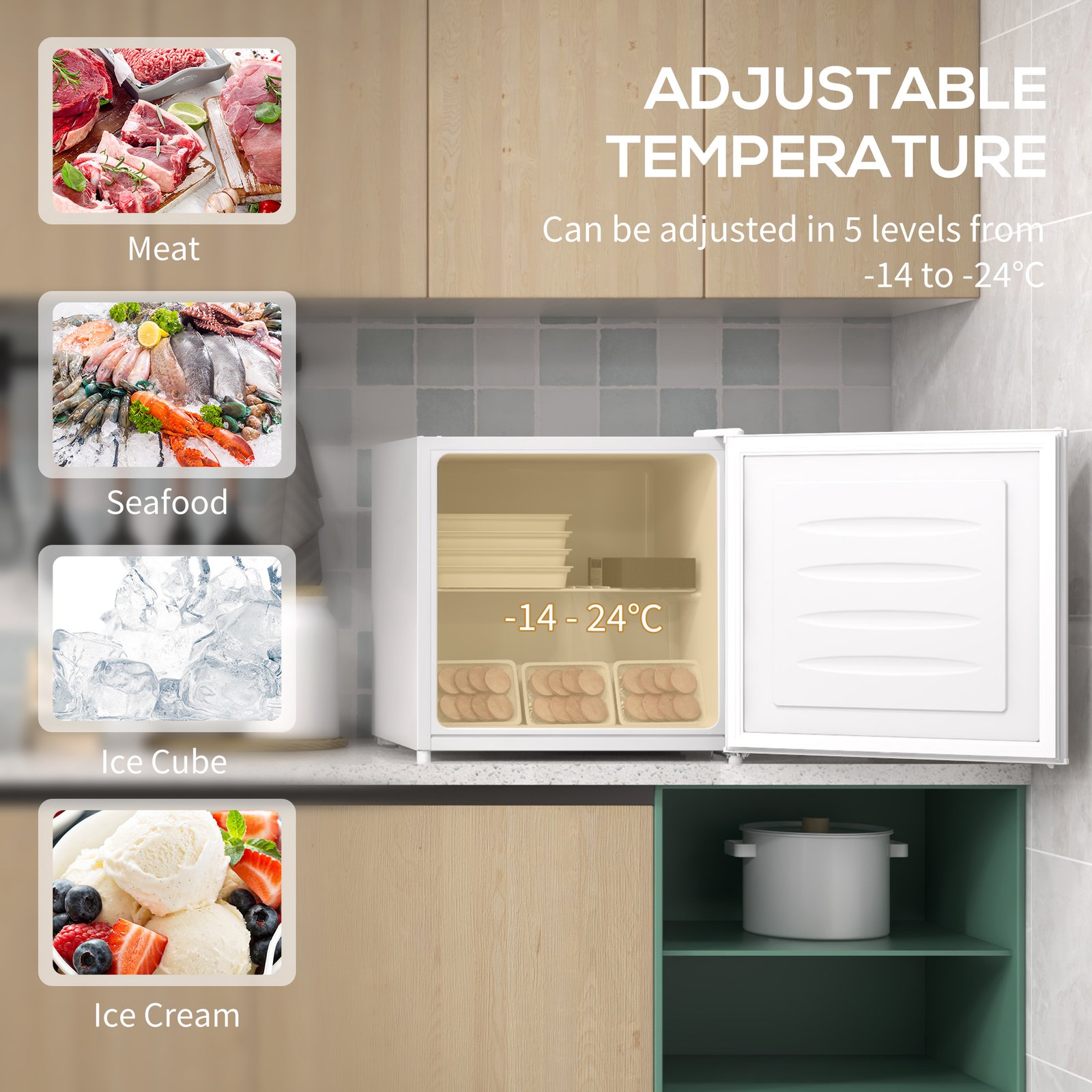 HOMCOM 35L Mini Freezer, -24? to -14? Temperature - White - Image 4