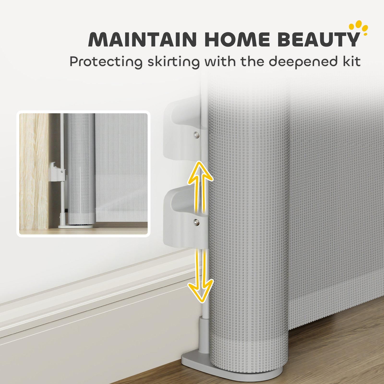 PawHut Retractable Stair Gate Extends Up to 180 cm Wide, Dog Gate for Doorways, Stairways, Hallways, Grey - Image 8
