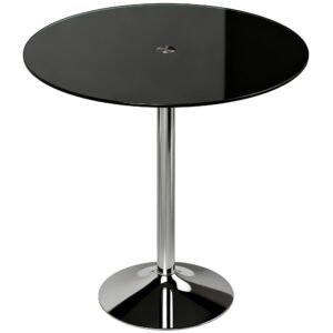 HOMCOM Round Bar Table, Modern Dining Table with Tempered Glass Top and Steel Frame for 4, 70 x 70 x 75.5cm, Black