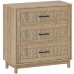 HOMCOM 76 cm Wide Drawer Chest of Drawers with 3 Drawer – Oak HOMCOM 76 cm Wide Drawer Chest of Drawers with 3 Drawer – Oak