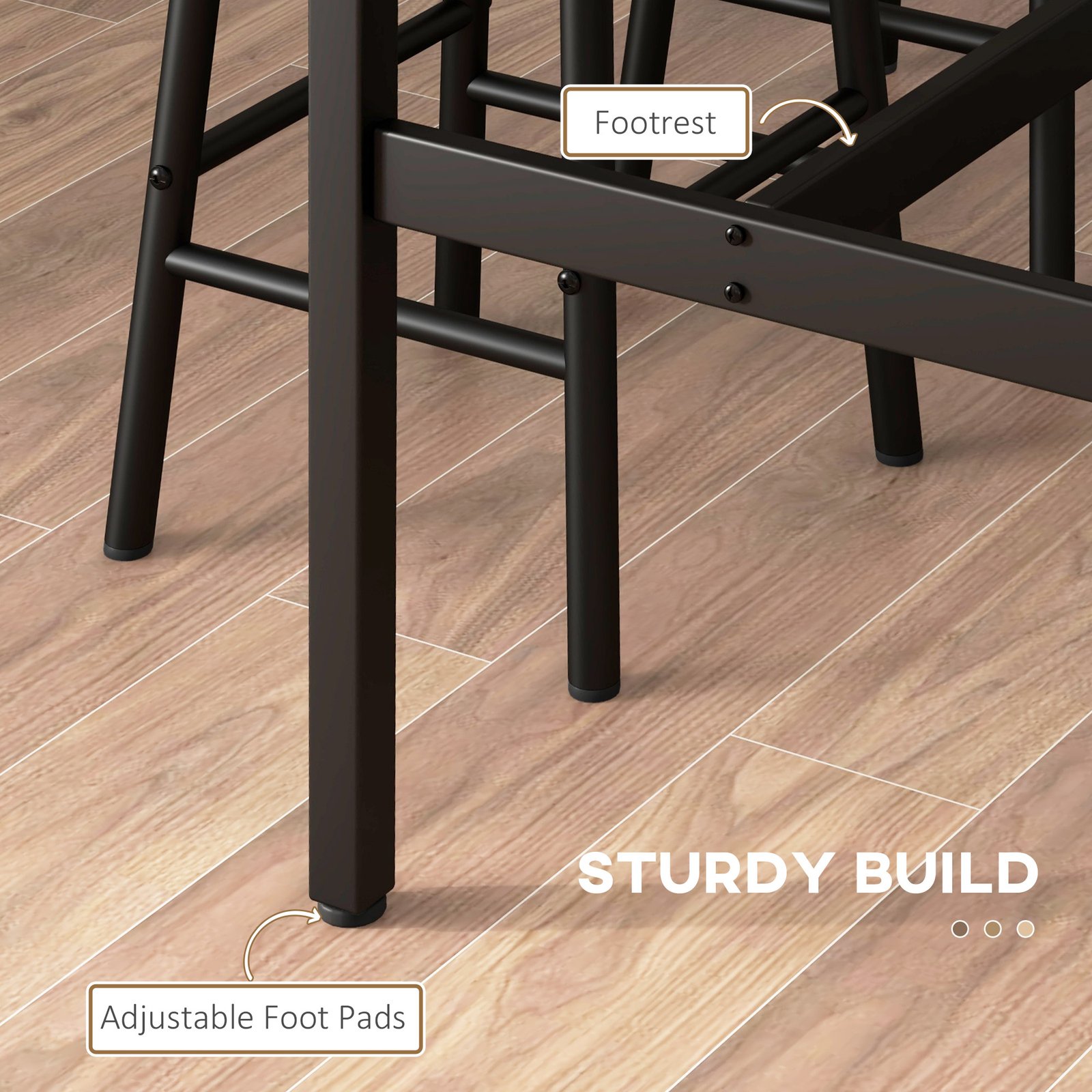 HOMCOM 5 Piece Bar Table Set with 4 Stools, Industrial Bar Table and Stool Set, Dining Table and Chair Set, Rustic Brown - Image 6
