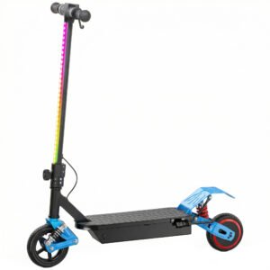 AIYAPLAY Foldable Kids Electric Scooter with LCD Display, Dual Shock Absorption, Up to 15 KM/H, Max Range 6 KM for Age 6-14, Blue