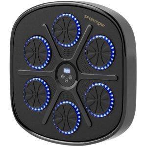 SPORTNOW Music Boxing Machine, Smart Bluetooth Boxing Machine Wall Mounted with 9 Speeds & Modes, LED Lights and Gloves, Punching Pad for Adults, Black