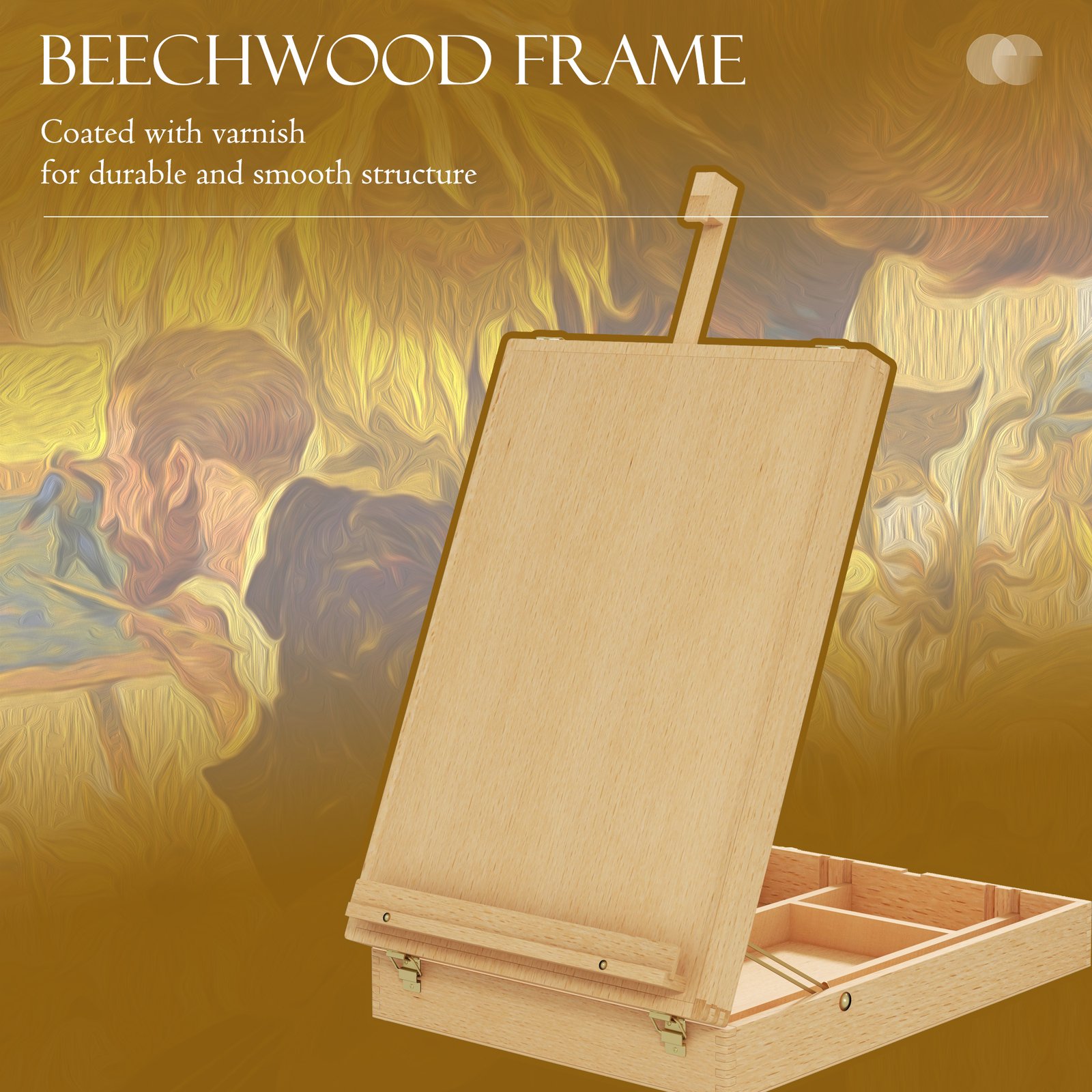 Vinsetto Wooden Table Easel Box Hold Canvas up to 61cm, Adjustable Beechwood Storage Table Box Easel, Portable Folding Artist Drawing & Sketching Board for Adults, Beginners, Artists Painting - Image 4