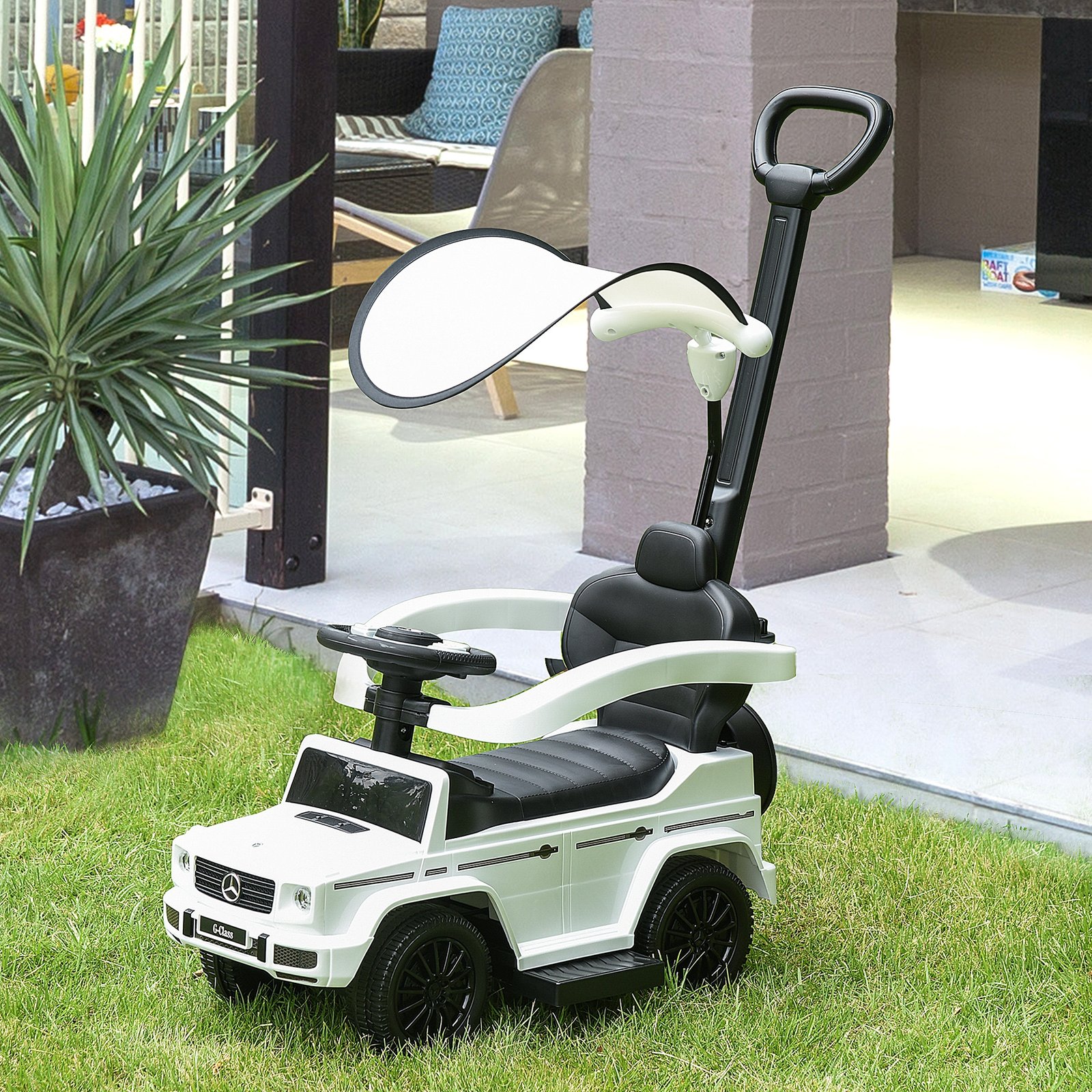 HOMCOM 3 in 1 Kids Children Ride on Push Car Toddler Sliding Car G350 Licensed Walker Foot to Floor Slider Push-Along with Horn Steering Wheel NO POWER Manual, White - Image 2