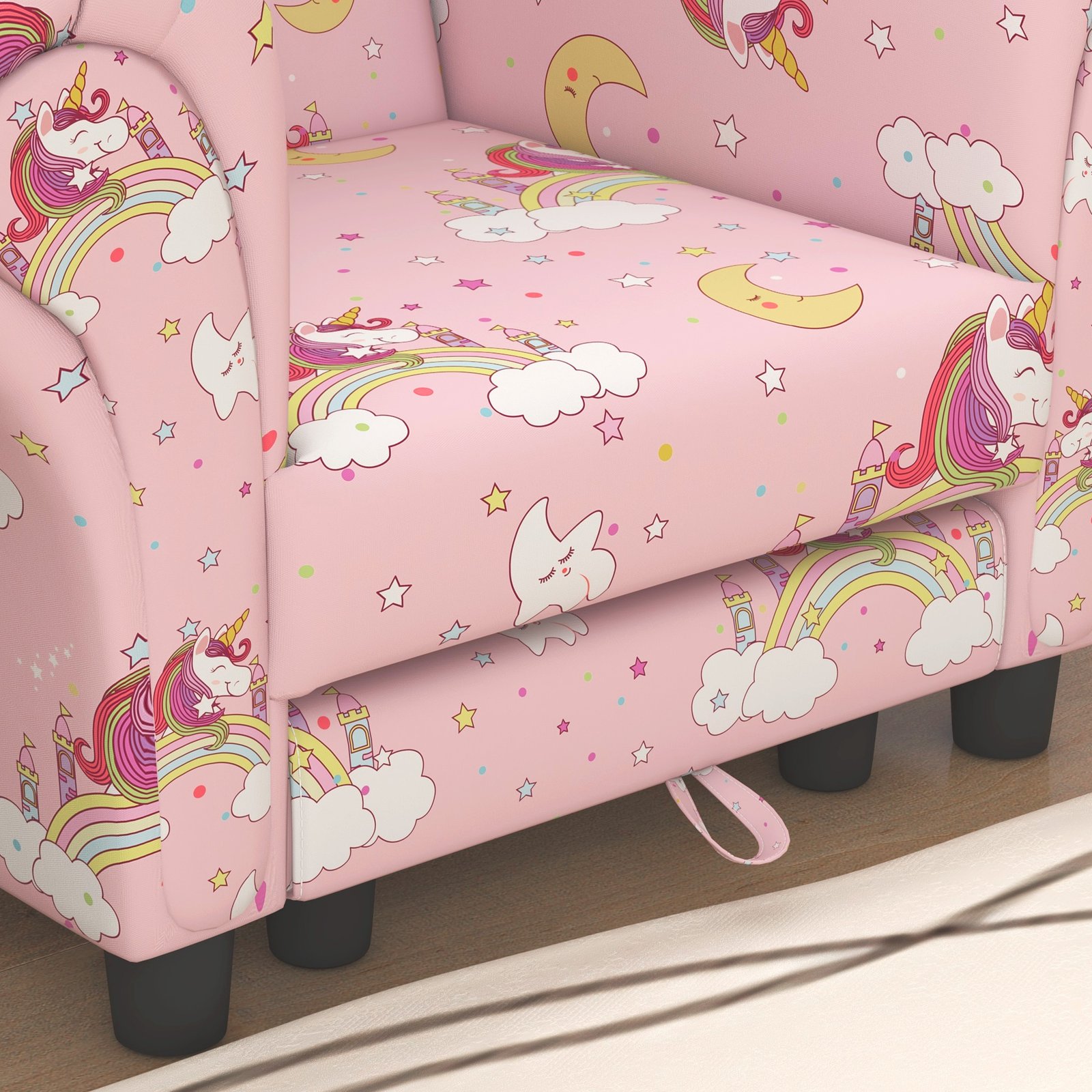 AIYAPLAY 2 Piece Kids Sofa Set with Unicorn Design, Wooden Frame, for 1.5-3 Years Old, Pink - Image 9