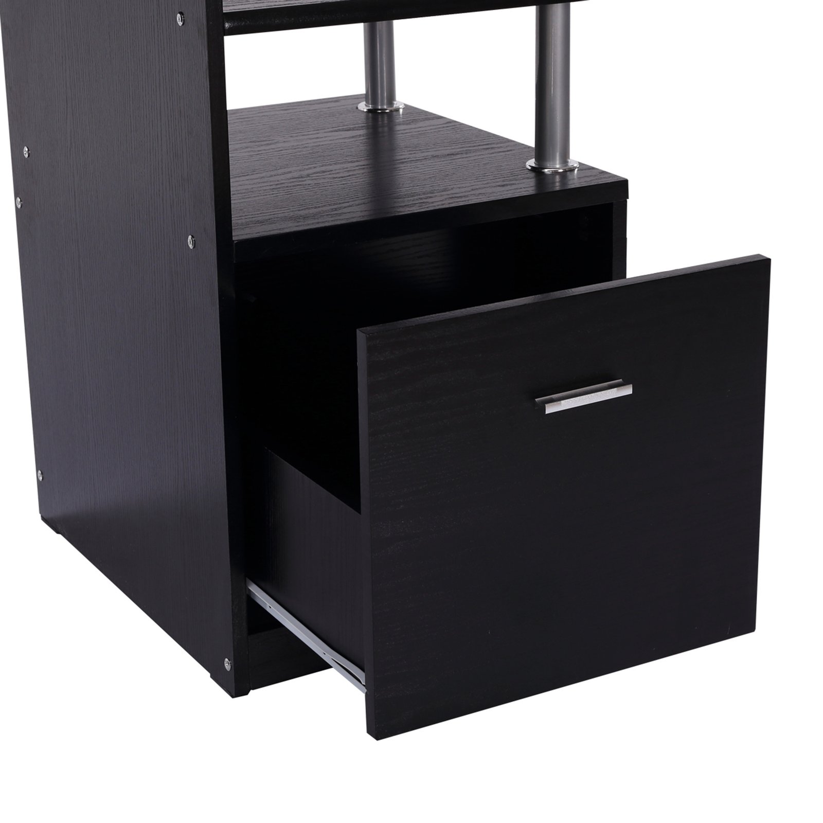 HOMCOM Computer Desk PC Workstation with Drawer Shelves CPU Storage Rack Home Office Furniture 152 x 60 x 88cm (BLACK) - Image 9