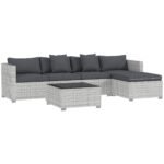Outsunny 6 Pieces Rattan Corner Sofa Set – Mixed Grey Outsunny 6 Pieces Rattan Corner Sofa Set – Mixed Grey