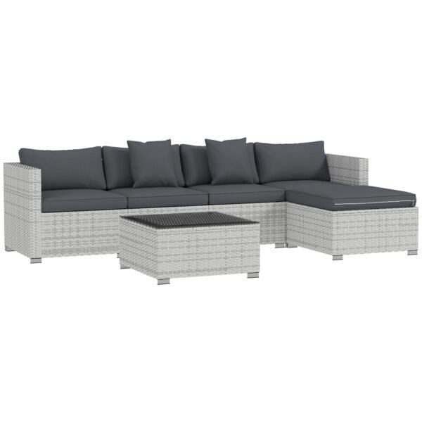 Outsunny 6 Pieces Rattan Corner Sofa Set – Mixed Grey Outsunny 6 Pieces Rattan Corner Sofa Set – Mixed Grey