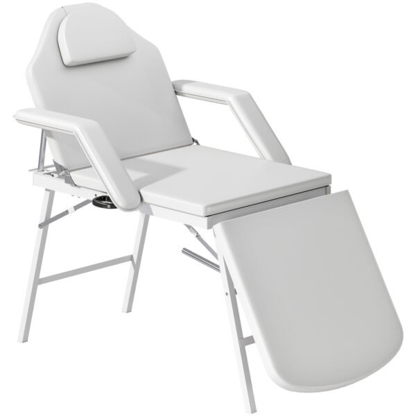 HOMCOM Portable Massage Table, 3 Section Adjustable Beauty Bed, Foldable Massage Bed with Face Hole, Recliner Chair with Removable Headrest and Armrests for Spa, Lash, Tattoo, White HOMCOM Portable Massage Table, 3 Section Adjustable Beauty Bed, Foldable Massage Bed with Face Hole, Recliner Chair with Removable Headrest and Armrests for Spa, Lash, Tattoo, White