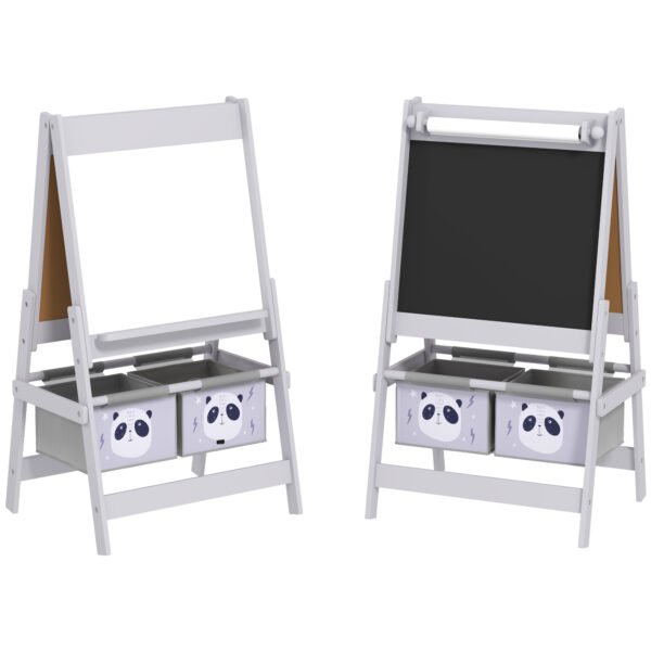AIYAPLAY 3-In-1 Kids Easel with Paper Roll, Art Easel, with Storage – Grey