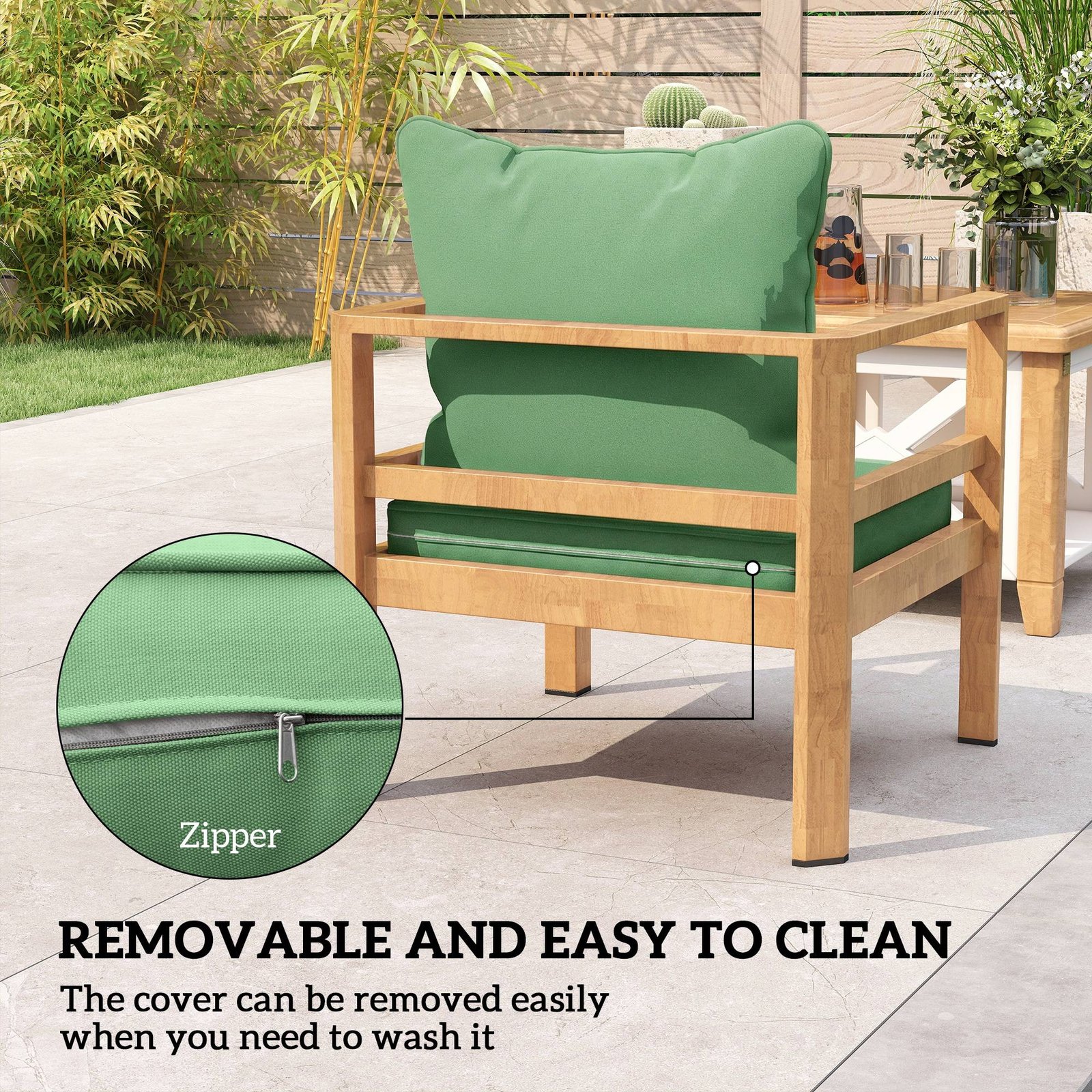 Outsunny Seat and Back Padded Cushion Set, CUSHION ONLY - Green - Image 7