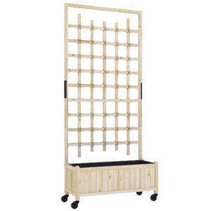 Outsunny Wooden Trellis Planter, Raised Garden Bed with Wheels, to Climb and Grow Vegetables, Herbs and Flowers, Natural