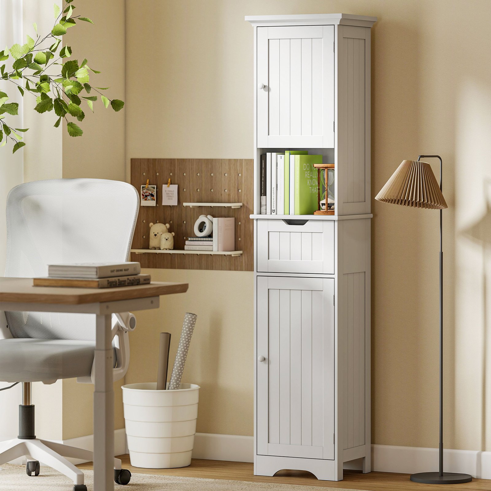 HOMCOM Slim Bathroom Storage Cabinet, with Sensor Lights - White - Image 8