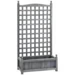 Outsunny Garden Planters with Trellis for Climbing Vines, Wood Raised Beds for Garden, Flower Pot, Indoor Outdoor, Grey Outsunny Garden Planters with Trellis for Climbing Vines, Wood Raised Beds for Garden, Flower Pot, Indoor Outdoor, Grey