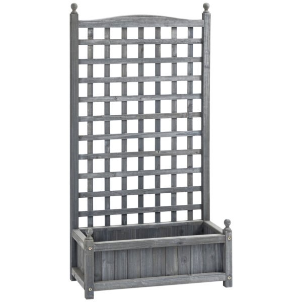 Outsunny Garden Planters with Trellis for Climbing Vines, Wood Raised Beds for Garden, Flower Pot, Indoor Outdoor, Grey Outsunny Garden Planters with Trellis for Climbing Vines, Wood Raised Beds for Garden, Flower Pot, Indoor Outdoor, Grey