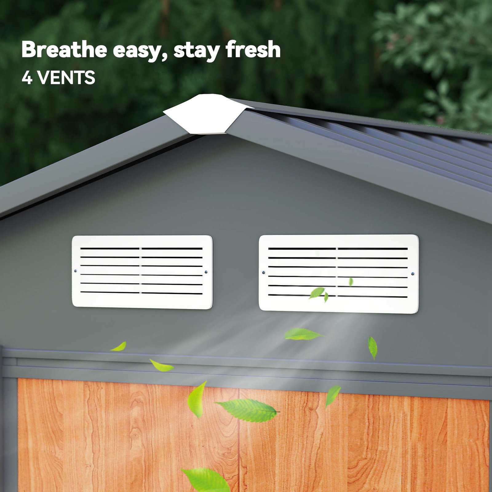 Outsunny 6.5 x 5ft Metal Garden Shed, House Hut Gardening Tool Storage with Ventilations, Sliding Door, Sloped Roof for Garden, Patio, Brown - Image 8
