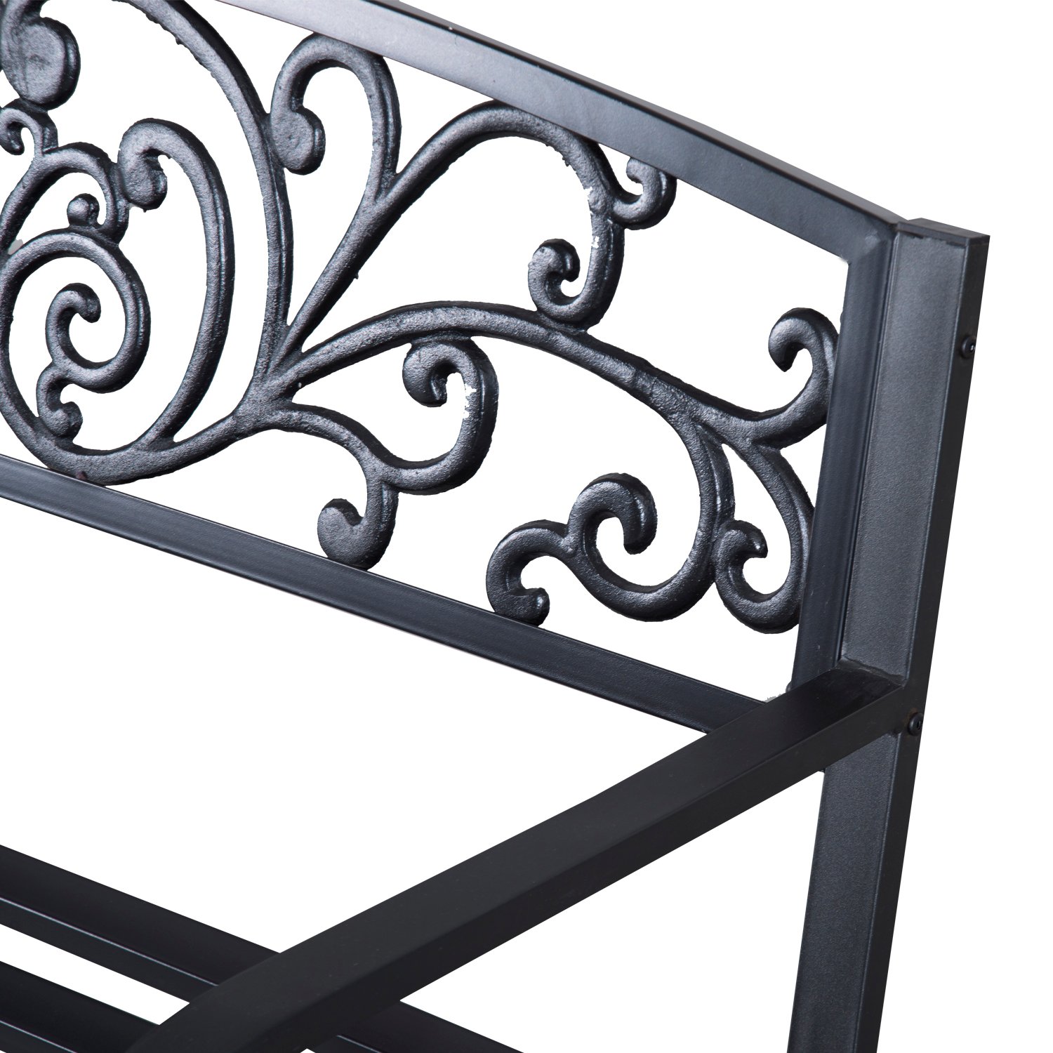 Outsunny 2-Seater Garden Bench, Steel-Black - Image 7