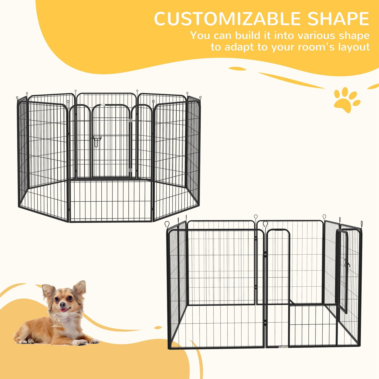 PawHut 8 Panels Heavy Duty Puppy Playpen, for Large, Medium Dogs, Indoor and Outdoor Use - Black - Image 4