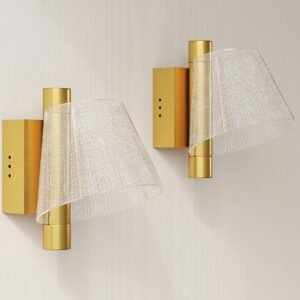 HOMCOM Led Wall Lamp 2 Pack, 5W Modern Indoor Starry Wall Light, Colour Temperature Adjustable 3000K/4000K/6500K, for Bedroom, Living Room, Hallway, Stairs, Gold Tone