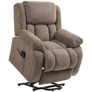 HOMCOM Riser Recliner Armchair with 8 Vibration Massage and Lumbar Heater, Wide Seat, USB Port, Light Brown