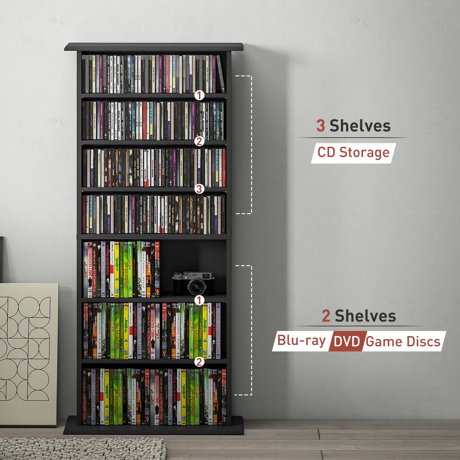 HOMCOM 360 CD Storage Unit - Black - Image 8