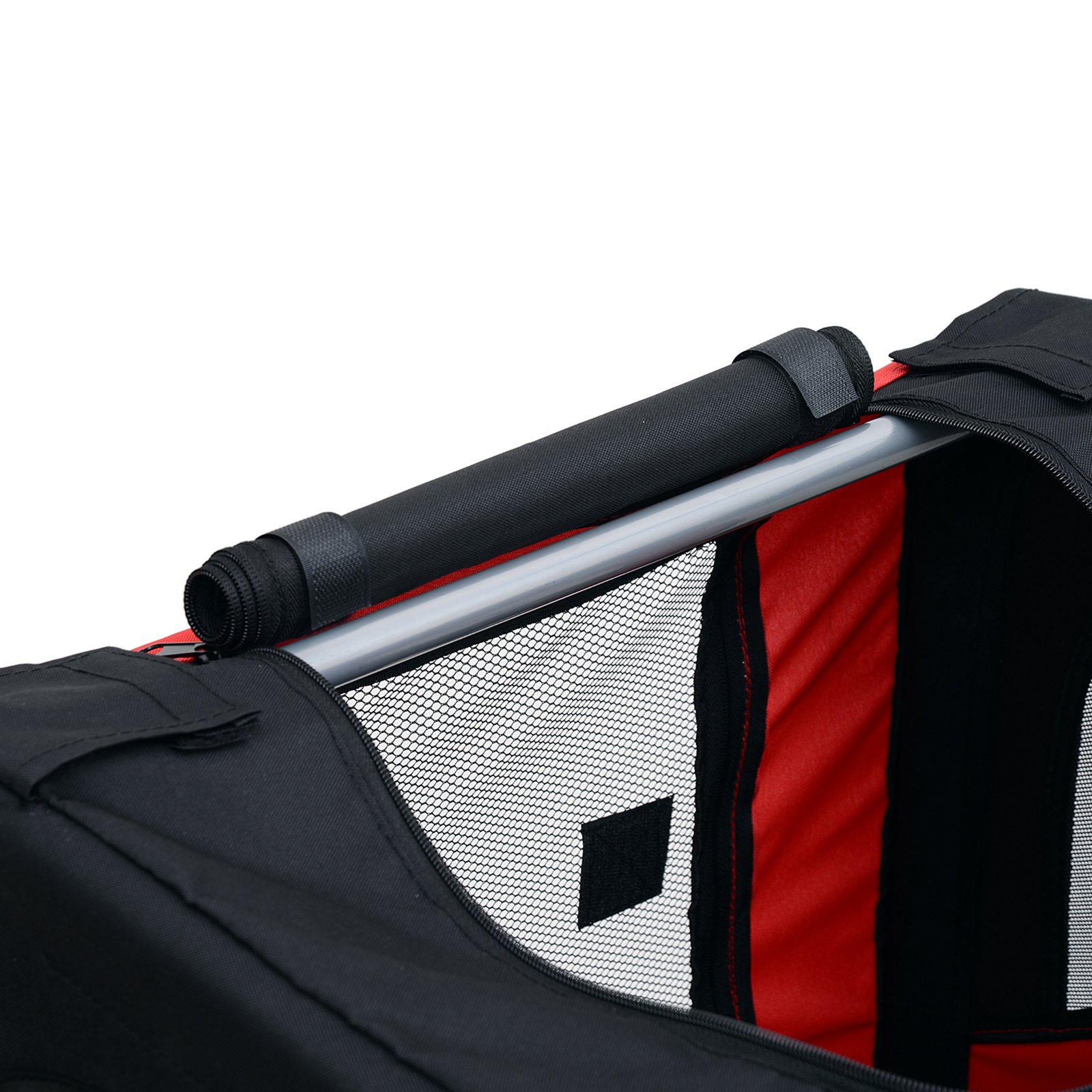Pawhut Bicycle Pet Trailer in Steel Frame-Red/Black - Image 9