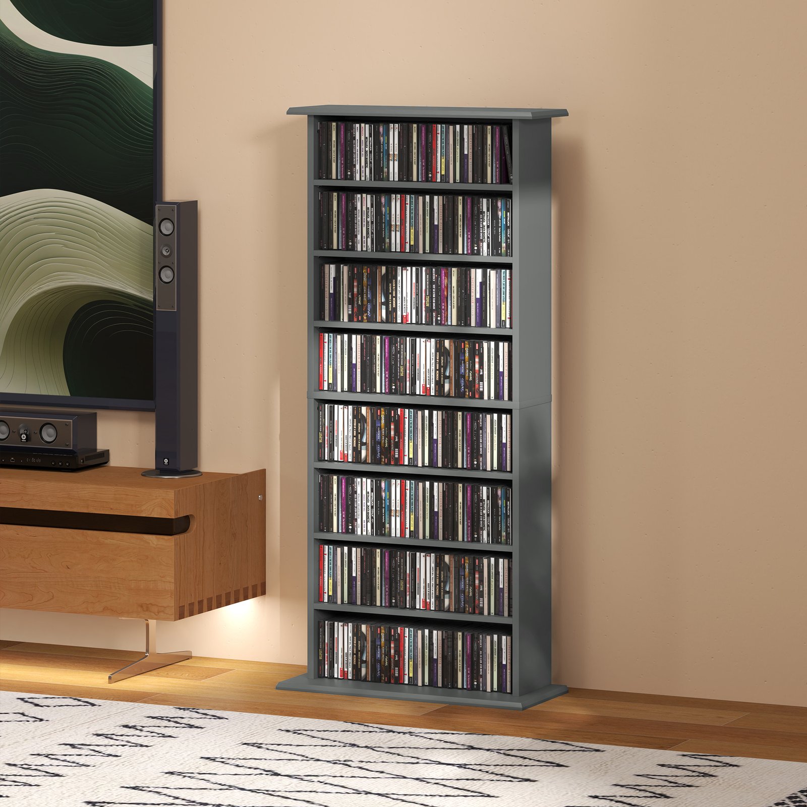 HOMCOM 360 CD Storage Unit - Grey - Image 9