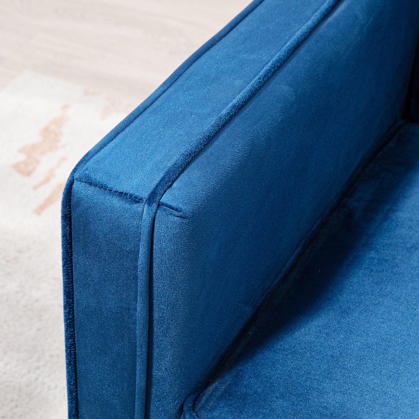 HOMCOM Velvet-Feel Three-Seater Sofa Bed - Blue - Image 7