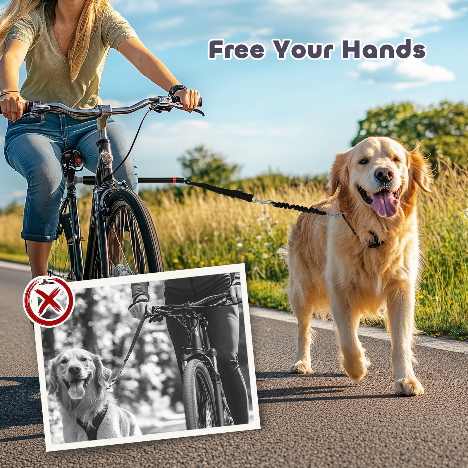 PawHut Dog Lead for Bicycle, Dog Leash for Cycling, Training, Jogging, Black - Image 7