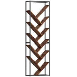 HOMCOM 10 Shelf Industrial-Style Bookshelf - Black/Brown