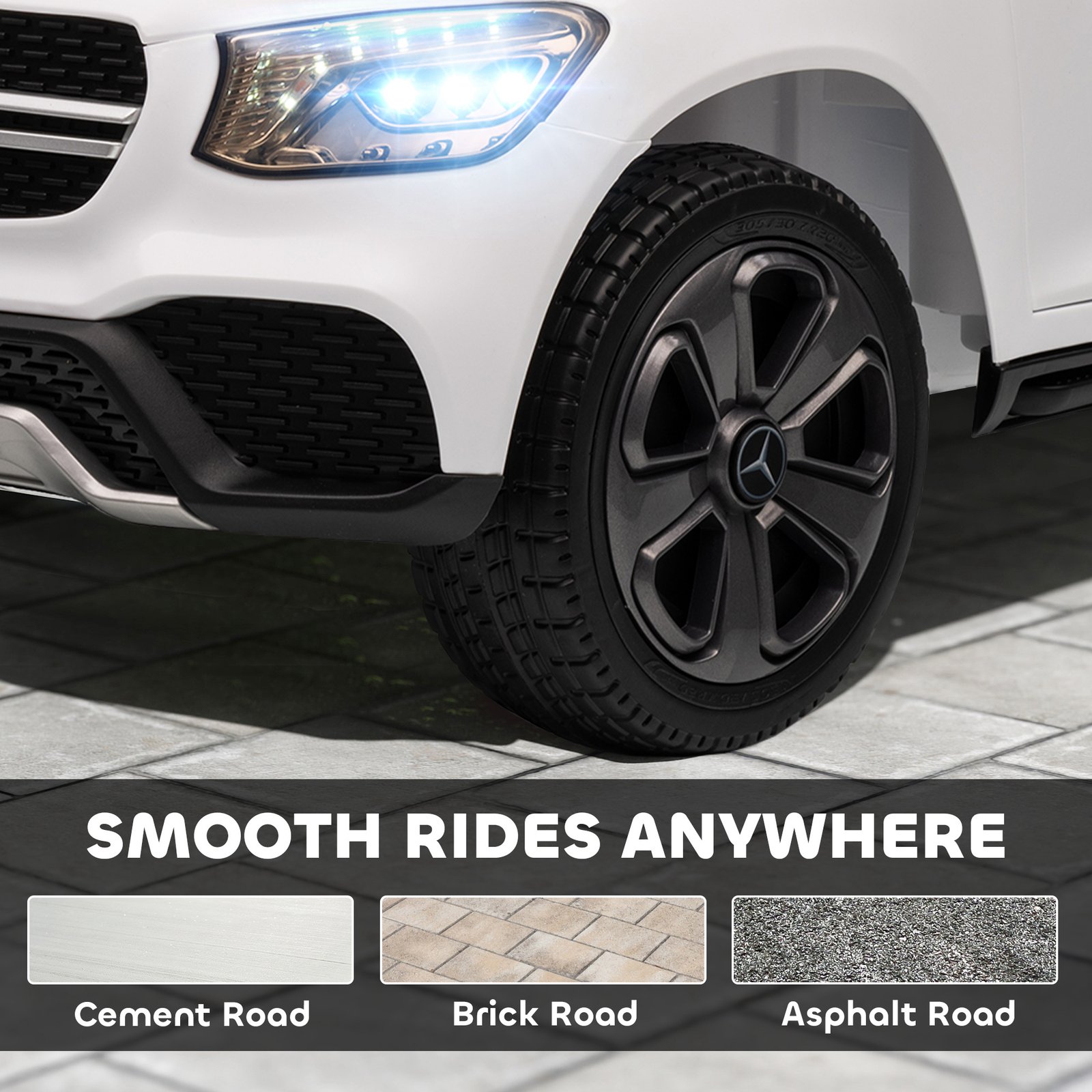 AIYAPLAY Mercedes-Benz GLC Licensed Kids Ride on Car with Remote Control, Soft Start, MP3, LED Headlights, White - Image 8