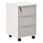 HOMCOM Three-Drawer Locking Filing Cabinet – Grey/White HOMCOM Three-Drawer Locking Filing Cabinet – Grey/White