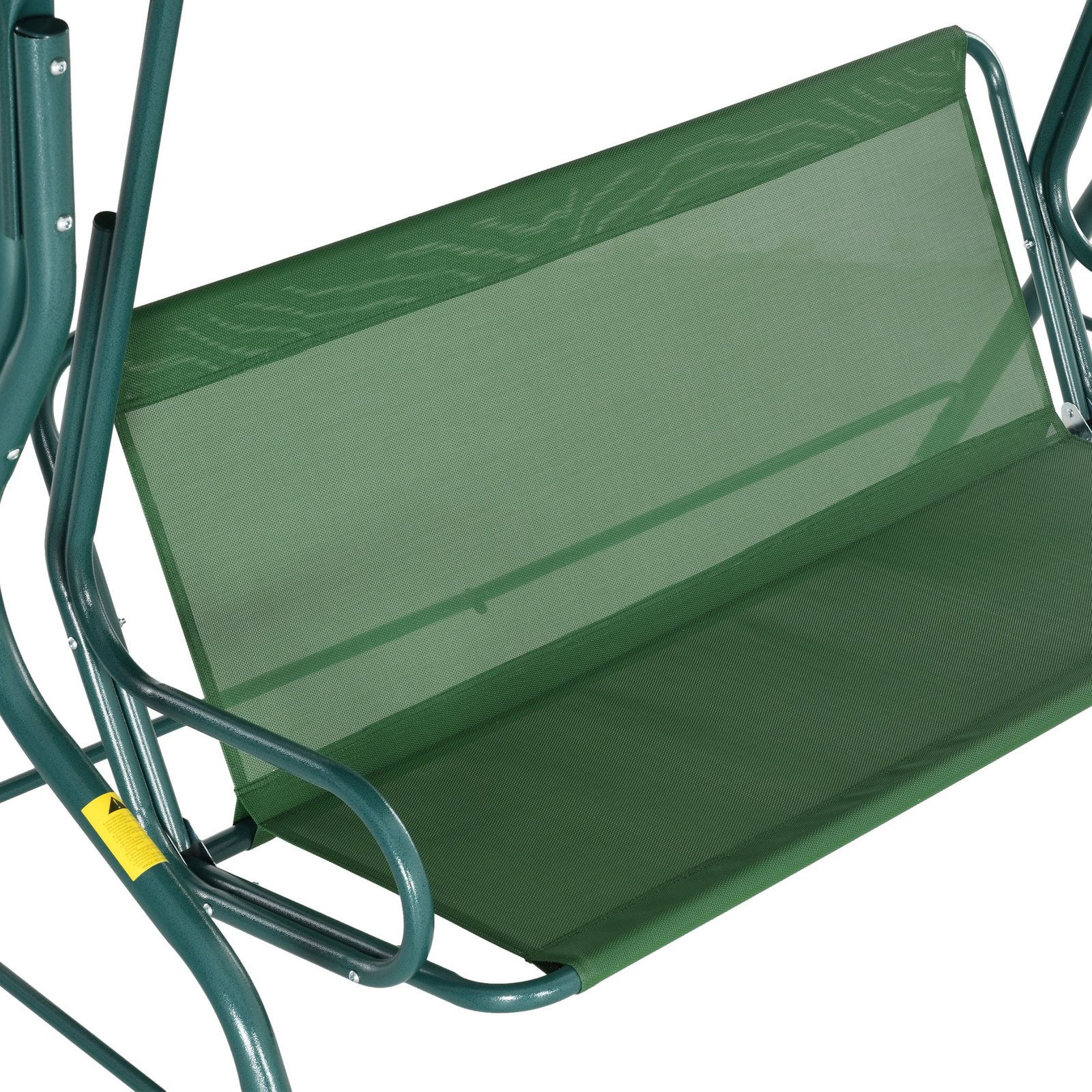Outsunny 3 Seater Garden Swing Seat Chair Outdoor Bench with Adjustable Canopy and Metal Frame, Green Stripes - Image 9