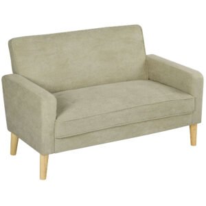 HOMCOM Two-Seater Velvet-Feel Sofa - Beige