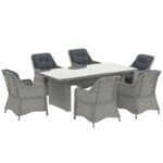 Outsunny Seven-Piece Rattan Dining Set – Mixed Grey