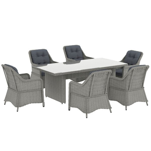 Outsunny Seven-Piece Rattan Dining Set – Mixed Grey