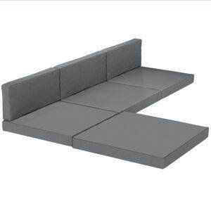 Outsunny 7-Piece Patio Furniture Cushions, Outdoor Loveseat Cushion with Removable Covers for Rattan Furniture, 60x60 cm, Dark Grey