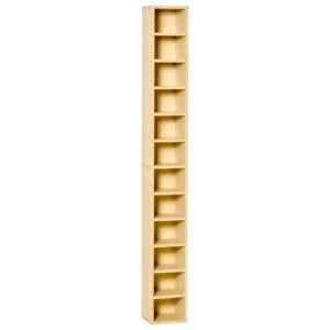 HOMCOM 204 CD Tall Narrow Media Storage Tower - Oak Tone