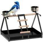 PawHut Parrot Stand Bird Stand w/Wood Perch Ladder Feeder Removable Tray PawHut Parrot Stand Bird Stand w/Wood Perch Ladder Feeder Removable Tray