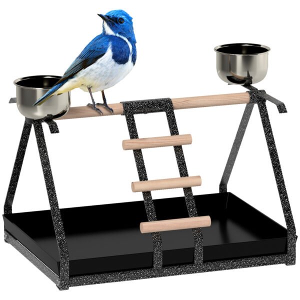 PawHut Parrot Stand Bird Stand w/Wood Perch Ladder Feeder Removable Tray PawHut Parrot Stand Bird Stand w/Wood Perch Ladder Feeder Removable Tray