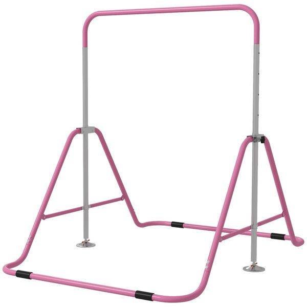 HOMCOM Kids Gymnastic Bar, with Adjustable Height, Foldable Horizontal Bars – Pink HOMCOM Kids Gymnastic Bar, with Adjustable Height, Foldable Horizontal Bars – Pink