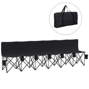 Outsunny 6 Seater Folding Camping Chair with Cup Holder & Carry Bag - Black