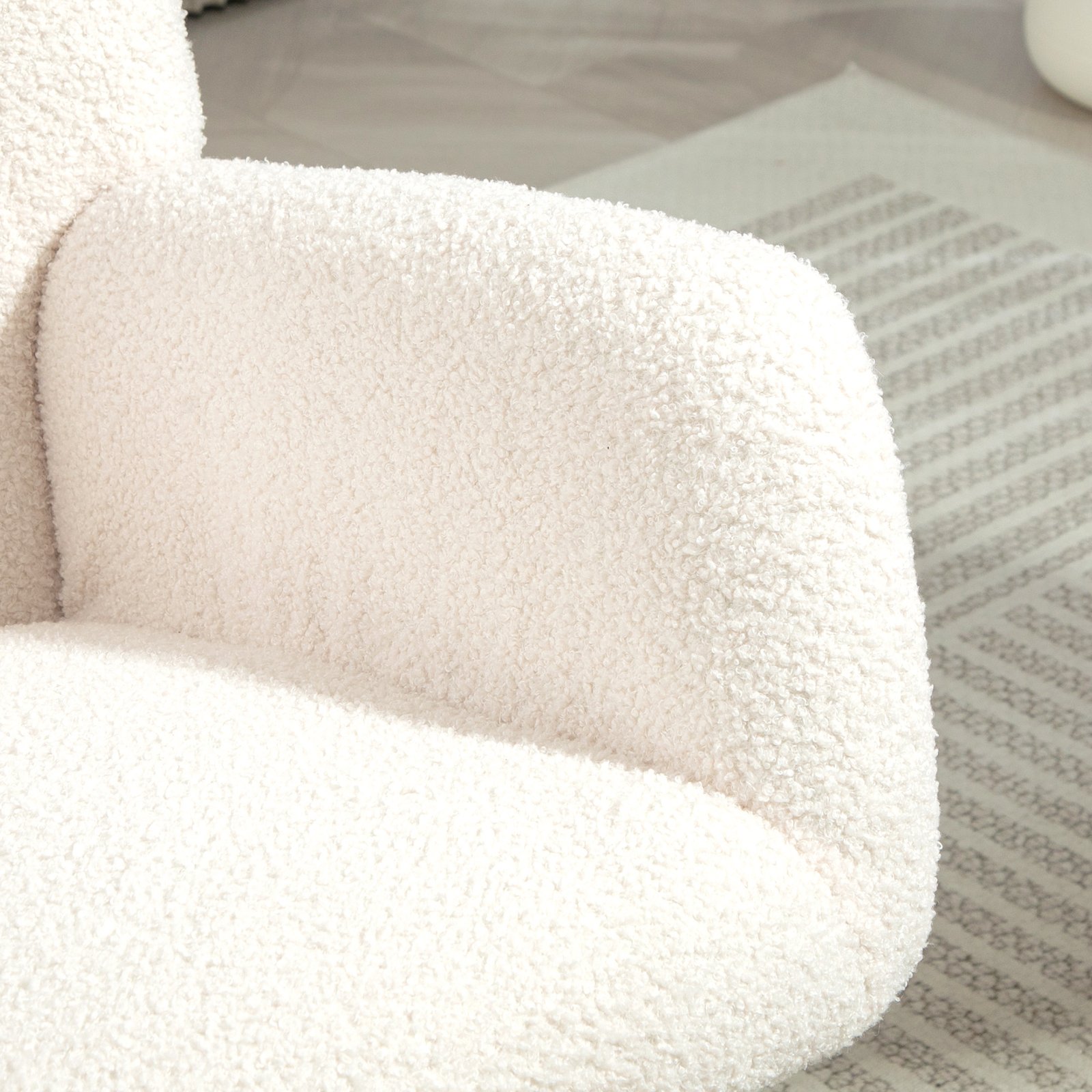 HOMCOM Teddy Fleece Rocking Chair - Cream White - Image 8