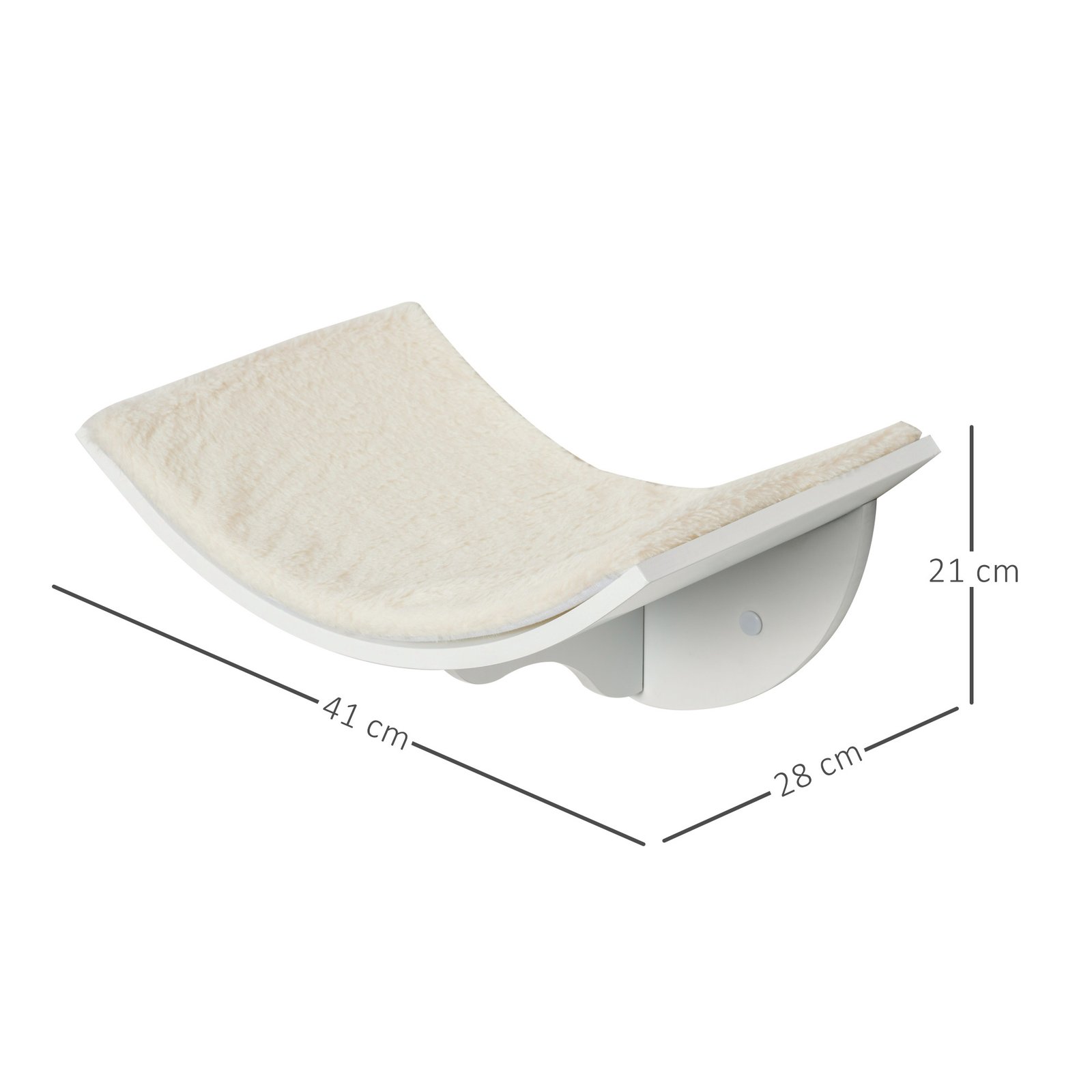 PawHut Wood Cat Shelves, Wall-Mounted Cat Shelter, Curved Kitten Bed Perch Climber Furniture 41 x 28 x 21cm White - Image 3