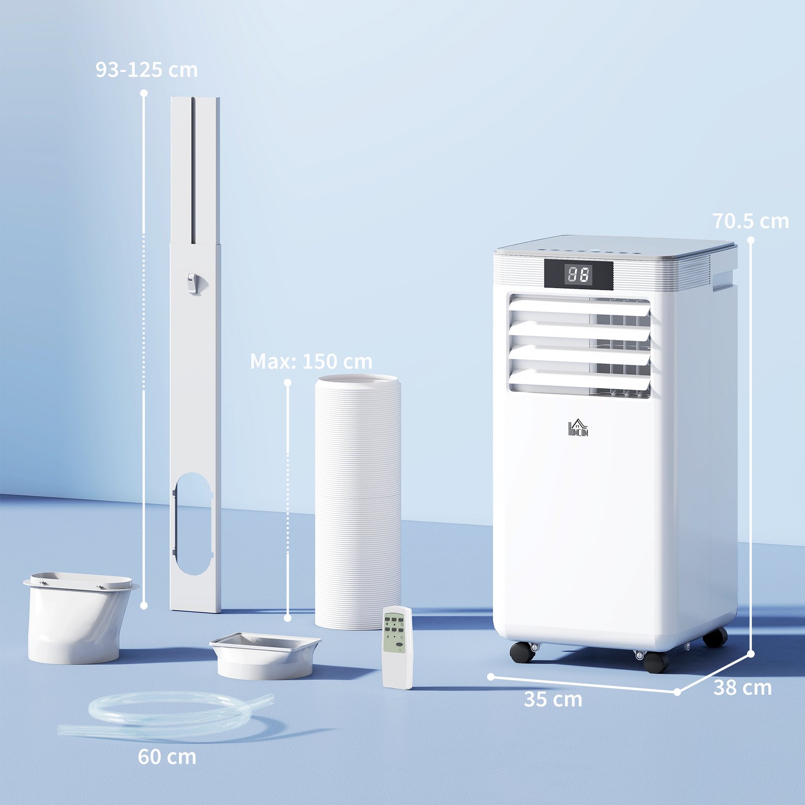HOMCOM 10000 BTU Air Conditioning Unit, 4-in-1 Portable Air Conditioner, Dehumidifier, Cooling, Fan, Sleep Mode, with Remote Control, LED Display, 2 Speeds, 24H Timer, Window Venting Kit, 22m² - Image 3